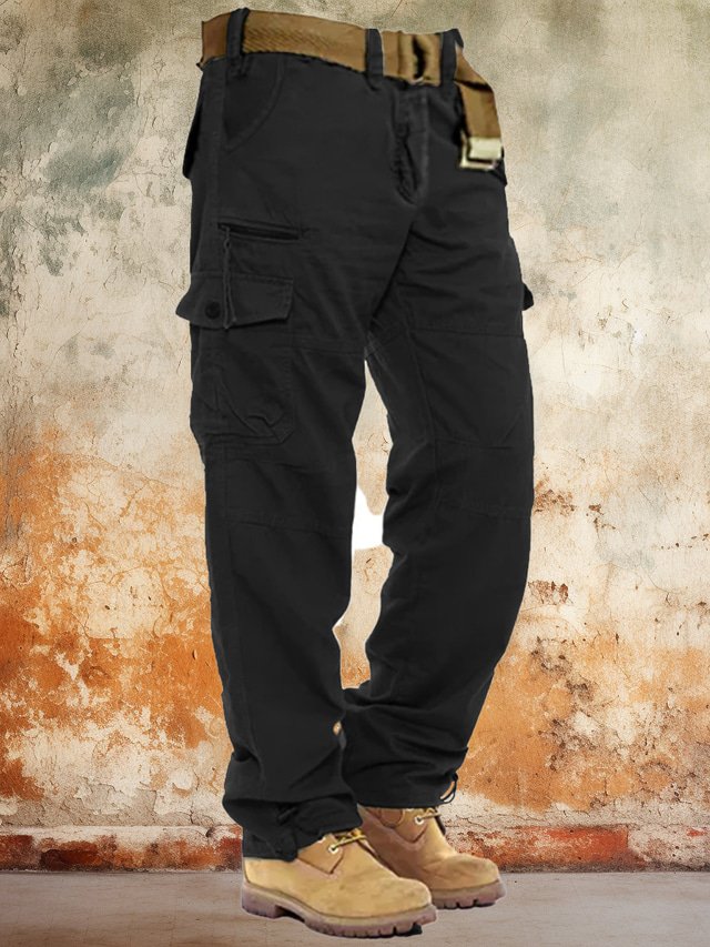  Hombre Pantalones cargo pantalones de trabajo Bolsillo Plano Comodidad Transpirable Exterior Diario Noche 100% Algodón Moda Casual Ejército amarillo Negro
