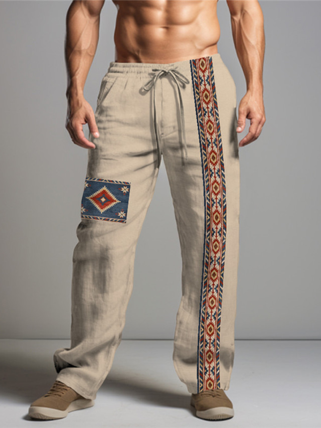  Tribal Bandana Print Vintage Men‘s 3D Print Pants Trousers Outdoor Daily Wear Streetwear Cotton Black Blue Green S M L Medium Waist Elasticity Pants