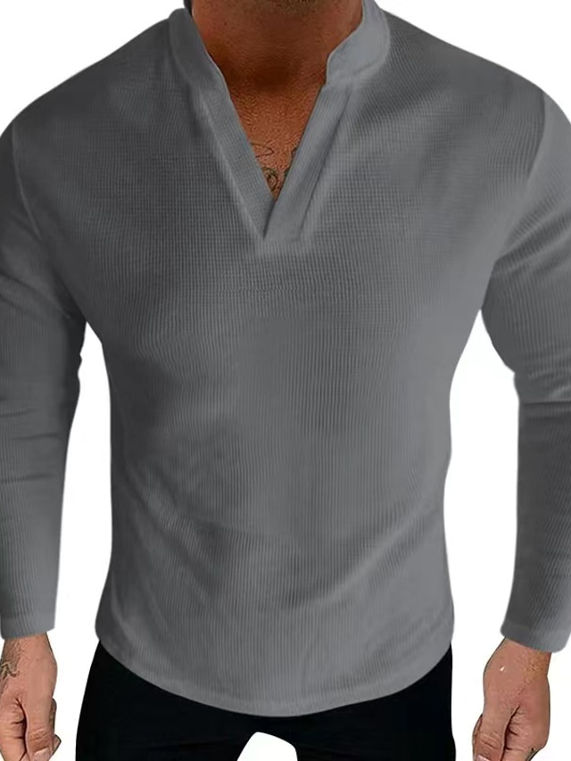 Men's T shirt Tee Tee Top Long Sleeve Shirt Plain V Neck Street