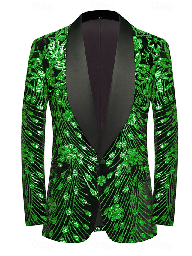 Men's Halloween Blazer Retro 70s Disco Suits Party Prom Disco Sparkly Sequin Tuxedos 2 Piece
