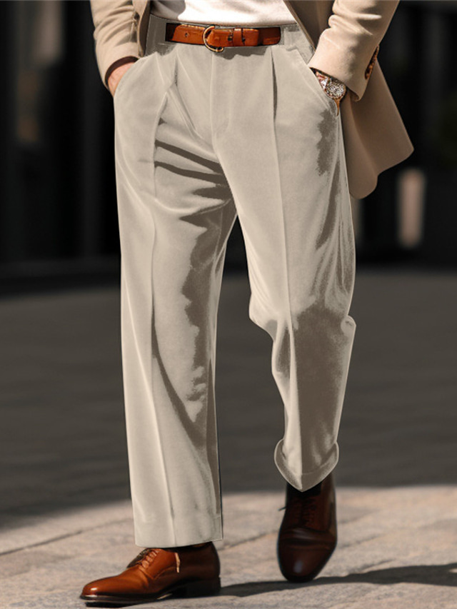  Bărbați Costume Pantaloni Pantaloni casual Pantaloni de catifea Buzunar frontal Picior drept Simplu Confort Afaceri Zilnic Concediu Modă Șic & Modern Verde Militar Roșu Vin