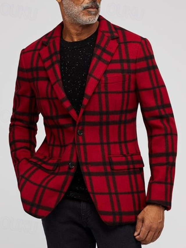 Men's Party Plaid 2 Piece Punk Fashion Standard Fit Single Breasted Two-buttons Sequin Evening Wear Prom Suits
