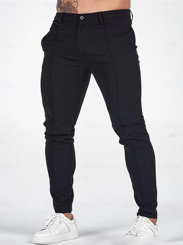  Homme Pantalon Chino Pantalon chino Poche Plein Confort Respirable Extérieur du quotidien Sortie Mode Décontractées Noir Bleu de minuit