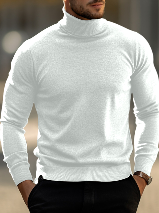 Classic Men's Silm Fit Pullover Sweater Casual Turtleneck Knitted Warm Sweaters Retro Solid Color Sweaters I.118337218