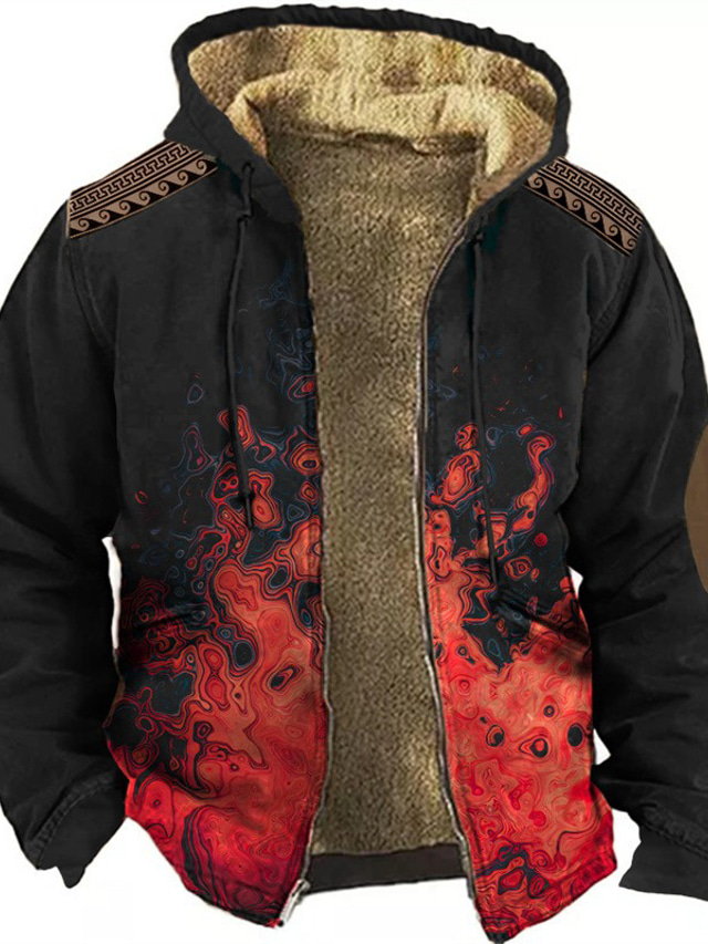 Red Plaid Tartan Print Men's Zip Up Hoodie