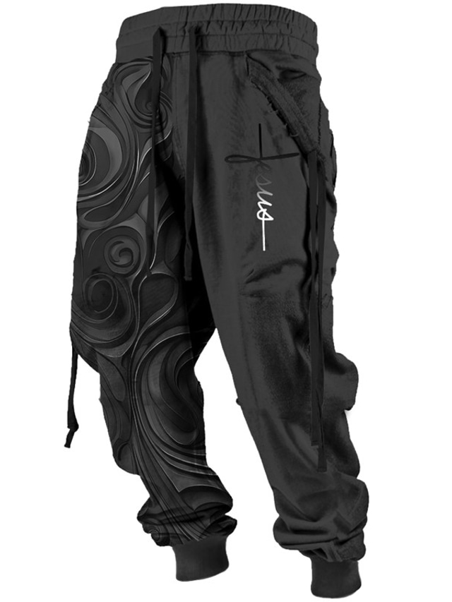  Reliefat Modelul de relief Epocă Abstract Bărbați Imprimare 3D Pantaloni Sport Joggeri Pantaloni În aer liber Stradă Casul / Zilnic Poliester Negru Albastru Maro S M L Talie medie Elasticitate