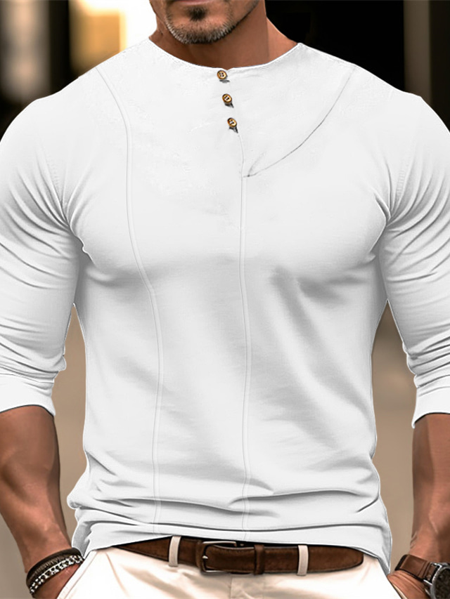  Męskie Podkoszulek Koszulka Koszulka z długim rękawem Równina Półgolf Ulica Urlop Długi rękaw Odzież Moda Designerskie Podstawowy