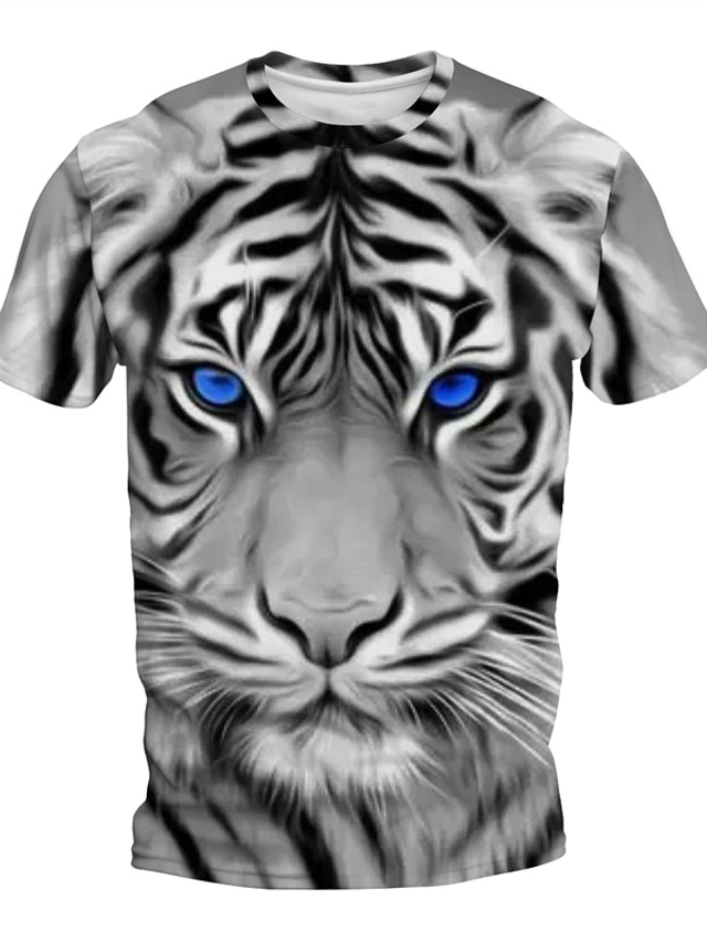  Graphic Tiger Daily Designer Retro Vintage Men's 3D Print T shirt Tee Sports Outdoor Holiday Going out T shirt Brown Gray Short Sleeve Crew Neck Shirt Spring & Summer Clothing Apparel S M L XL 2XL