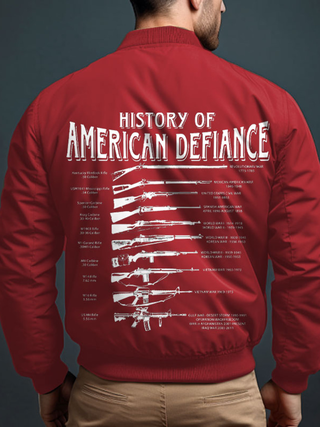  Letter Vintage Casual Men's Bomber Jacket Coat Outdoor Sports Daily Wear Vacation Going out Printing Denim Regular Fit Fall & Winter Standing Collar Long Sleeve Black Red Army Green XS S M Polyester