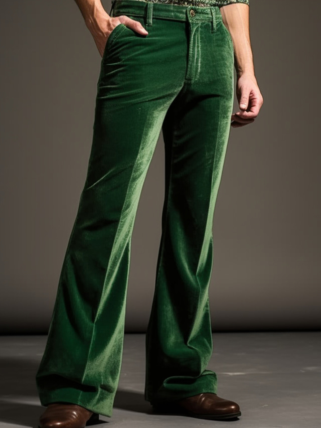  Homens Social Calça larga Calças Calças de Terno Calças de veludo Bolsos Tecido Conforto Respirável Ao ar livre Diário Para Noite Misto de Algodão Moda Casual Azul Verde