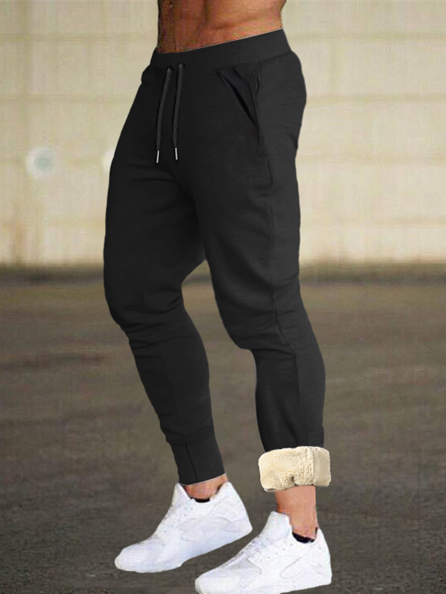  Bărbați Pantaloni din lână Pantaloni Sport Jogger Pantaloni de iarnă Cordon Talie elastică Manșetă Elastică Simplu Rezistent la Vânt Confort Casual Zilnic Concediu Sport Modă Negru