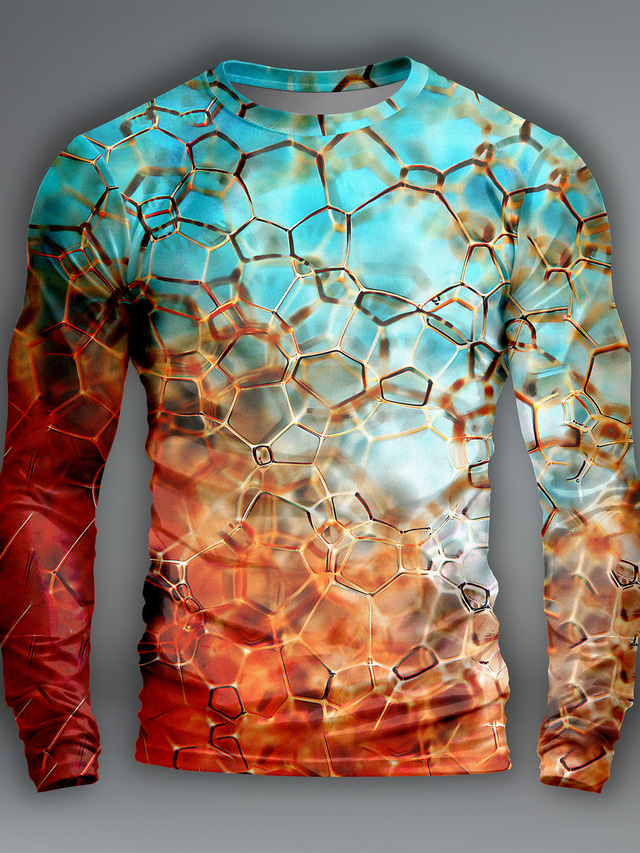  Grafic 3D Print Geometică Zilnic Exterior Casual Bărbați Tipărire 3D Casual Concediu Ieșire Tricou Galben Albastru regal Albastru piscină Manșon Lung Stil Nautic Cămașă Primăvara & toamnă Îmbrăcăminte