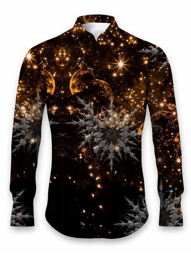 Sparkly Casual Men's Shirt Daily Wear Going out Fall & Winter Turndown Long Sleeve Black, Yellow, Red S, M, L 4-Way Stretch Fabric Shirt