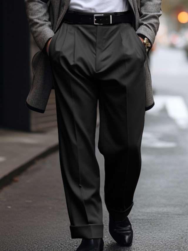  Homme pantalon de costume Pantalon Pantalon plissé Pantalon de costume Poche Plein Confort Respirable Extérieur du quotidien Sortie Mode Décontractées Noir Kaki