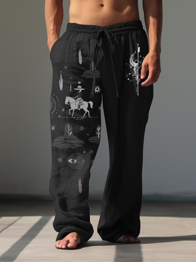  Homme Rétro Vintage Cowboy Pantalon en lin Pantalon Taille médiale Extérieur Usage quotidien Vêtement de rue Automne hiver Standard