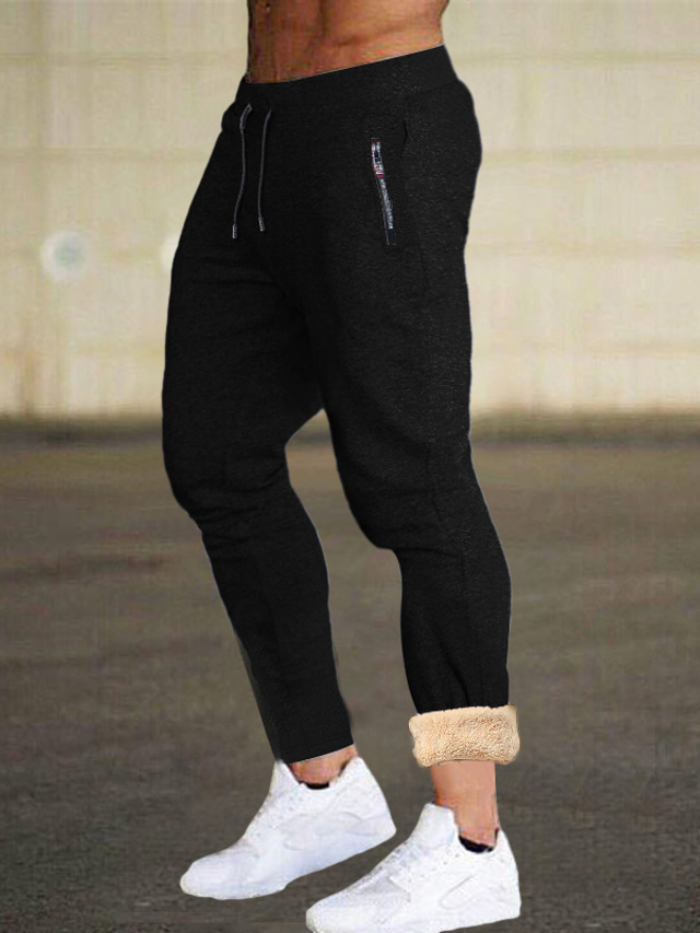  Bărbați Pantaloni din lână Pantaloni Sport Jogger Pantaloni de iarnă Cordon Talie elastică Manșetă Elastică Simplu Rezistent la Vânt Confort Casual Zilnic Concediu Sport Modă Negru Picior drept negru