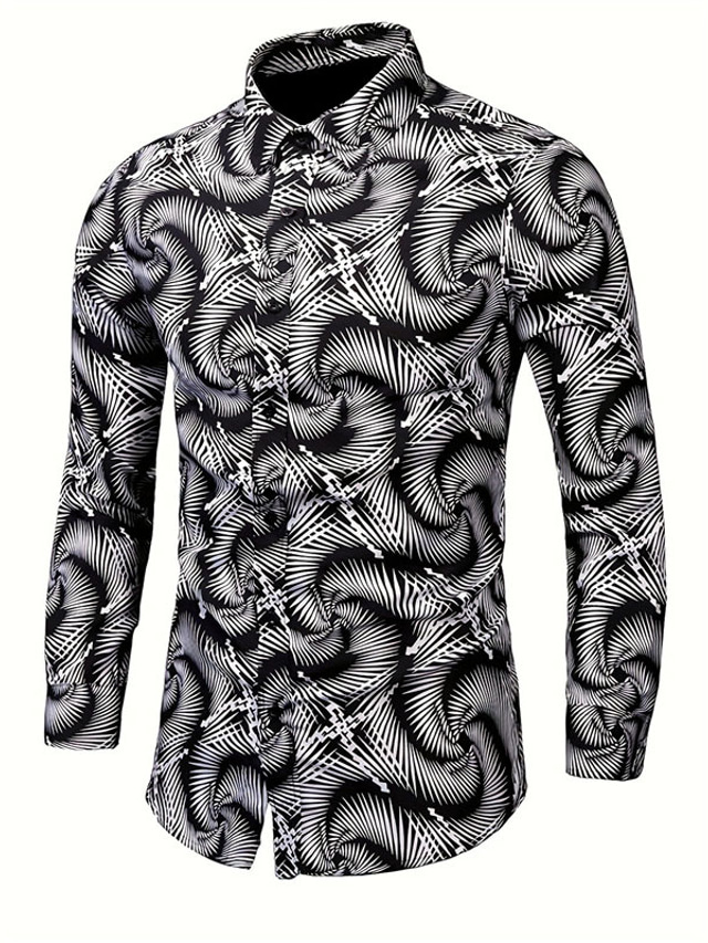  Leaf Casual Men's Shirt Daily Wear Going out Fall & Winter Turndown Long Sleeve Black S, M, L 4-Way Stretch Fabric Shirt