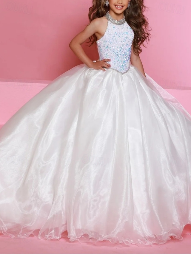  Princess Sweep / Brush Train Flower Girl Dress Wedding Party Girls Cute Prom Dress Organza with Solid Color Mini Bridal Fit 3-16 Years dress to impress 2024