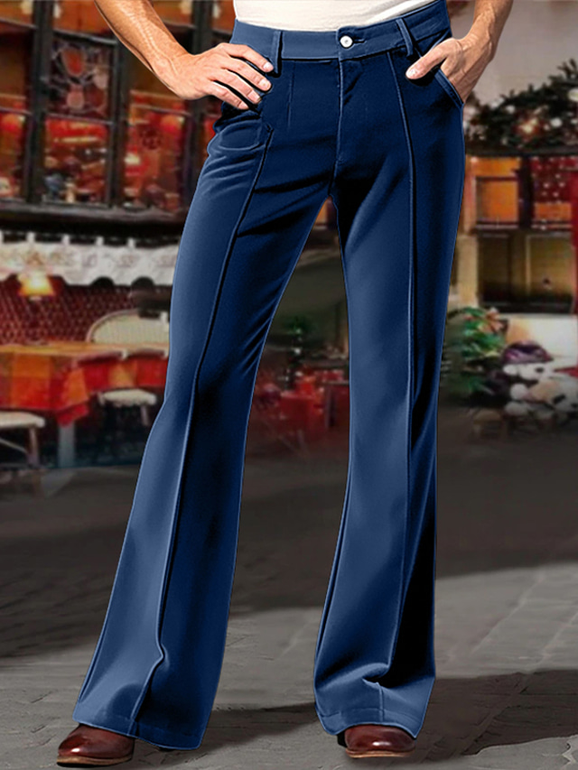  Męskie Garnitury Rozkloszowane spodnie Spodnie Spodnie garniturowe Aksamitne spodnie Kieszeń Równina Komfort Oddychający Na zewnątrz Codzienny Wyjściowe Moda Codzienny Ciemny khaki Niebieski