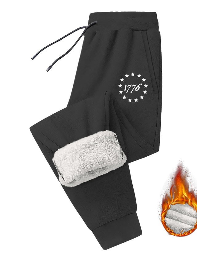  Scrisă Cald Epocă Bărbați Imprimare 3D Pantaloni din lână Pantaloni Sport Joggeri În aer liber Stradă Casul / Zilnic Poliester Căptușiți Negru Verde Militar Albastru S M L Talie medie Elasticitate