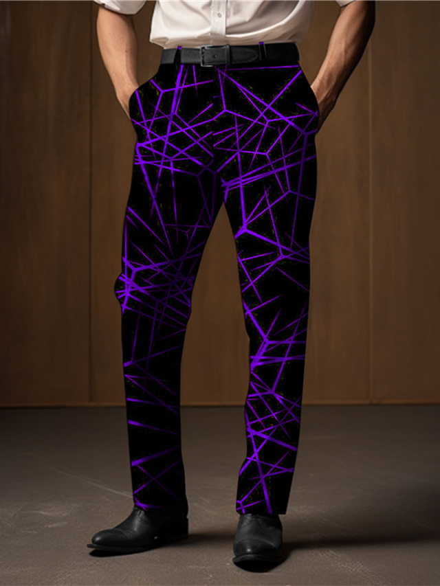 Geometria Üzlet Absztrakt Férfi 3D nyomtatás Kosztüm Nadrágok Szabadtéri Hétköznapi viselet Utcai öltözék Poliészter Fekete Fehér Kék S M L Közepes csípő Rugalmasság Nadrág