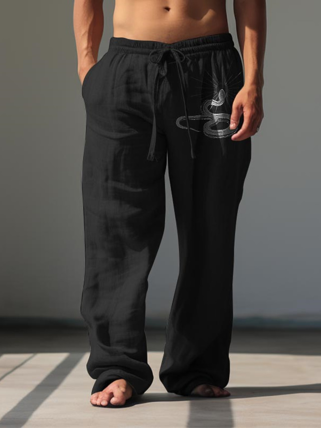  Voor heren Vintage Slang Linnen broek Broeken Medium Taille Buiten Alledaagse kleding Streetwear Herfst winter Normale pasvorm