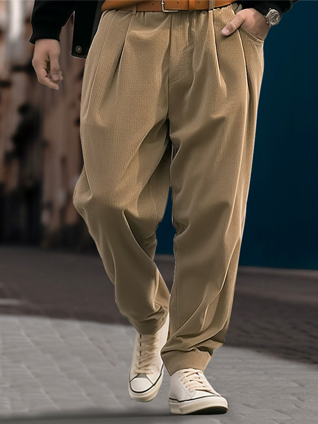  Ανδρικά Παντελόνι επίσημο Κοτλέ παντελόνι Παντελόνια Πλισέ Παντελόνι Παντελόνι κοστούμι Μπροστινή τσέπη Ισιο πόδι Σκέτο Άνεση Επιχείρηση Καθημερινά Αργίες Μοντέρνα Κομψό & Μοντέρνο Μαύρο Χακί
