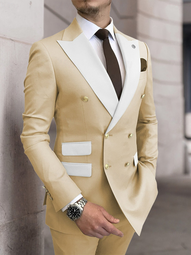 Men's Plus Size Daily Tailored Fit Double Breasted Six-buttons Wedding Suits 2 Piece main image 0