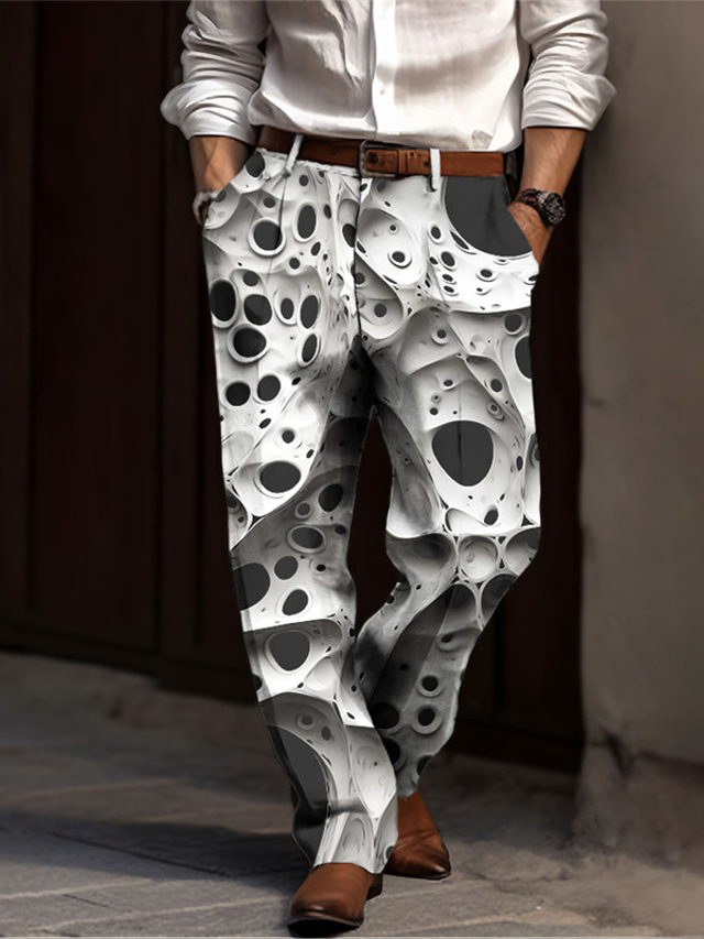  Skelett Abstrakt Gotiskt Herr 3D-utskrift Kostymbyxor Byxor Utomhus Gata Klä till Jobbet Polyester Vit Gul Blå S M L Hög Elasticitet Byxor