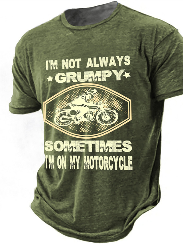  Graphic Motorcycle Daily Designer Retro Vintage Men's 3D Print T shirt Tee Sports Outdoor Holiday Going out T shirt Brown Army Green Dark Blue Short Sleeve Crew Neck Shirt Spring & Summer Clothing