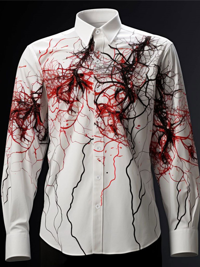  خطي ملخص قوطي رجالي قميص مناسب للبس اليومي مناسب للخارج خريف & شتاء طوي كم طويل أحمر داكن, أسود, أحمر S, M, L 4-طريقة سترتش النسيج قميص