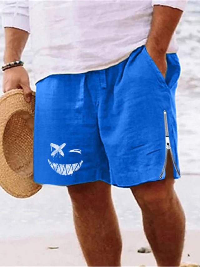  Bărbați Pantaloni Scurți Pantaloni scurți de vară Pantaloni scurți de plajă Fermoar Cordon Talie elastică Desene Animate Confort Respirabil Scurt Zilnic Concediu Ieșire Amestec Bumbac Hawaiană Casual