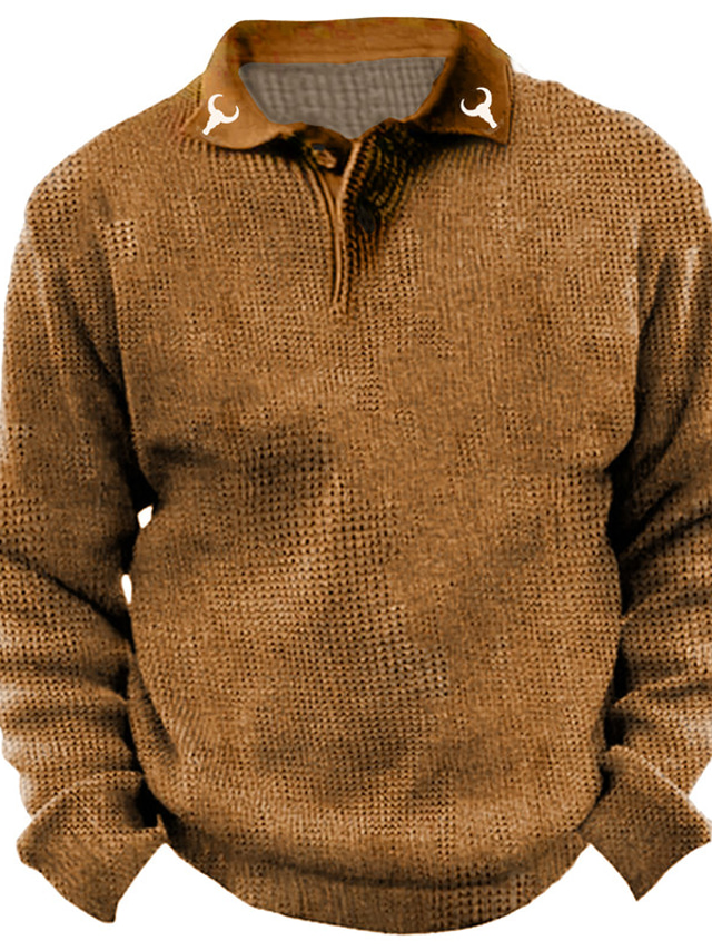 Pull Imprimé en Tricot Vintage pour Hommes