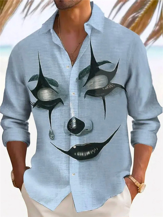  carnaval abstracto camisa de hombre abstracta uso diario salir fin de semana otoño& camisa de invierno manga larga negro, azul, arcoiris s, m, l flameado