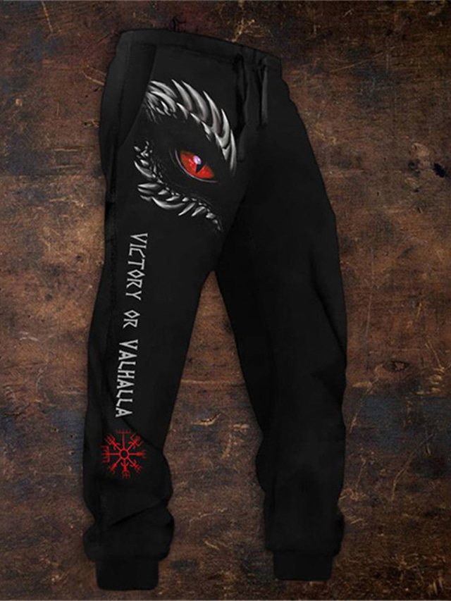  Scrisă Ochi Abstract Gotic Bărbați Imprimare 3D Pantaloni Sport Joggeri Pantaloni În aer liber Stradă Casul / Zilnic Poliester Negru S M L Talie medie Elasticitate Pantaloni