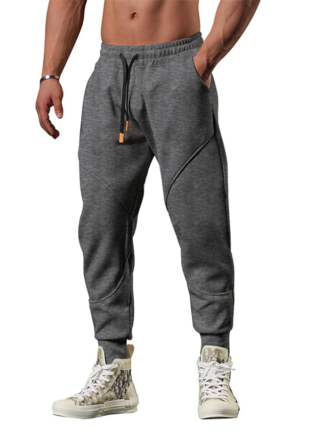  Men's Fleece Pants Joggers Track Pants Outdoor Athleisure Daily Sports Quick Dry Soft Comfortable Drawstring Elastic Waist Plain Full Length Fashion Casual Activewear Black Dark Grey Micro-elastic