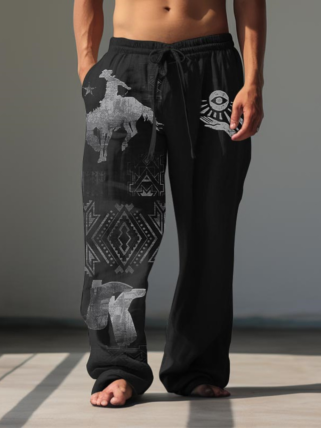  Męskie Zabytkowe Kowboj Lniane spodnie Spodnie Średni Talia Na zewnątrz Dzienne zużycie Streetwear Jesień i zima Regularny