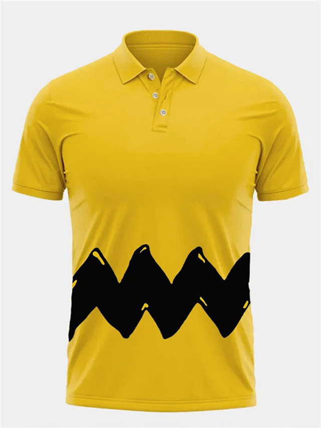  Geometria Férfi Alkalmi Nyomtatott 3D golf póló Szabadtéri Hétköznapi viselet Utcai öltözék Poliészter Rövid ujjú Térfogatcsökkenés Pólóingek Gyömbér Ősz S M L Lapel Polo