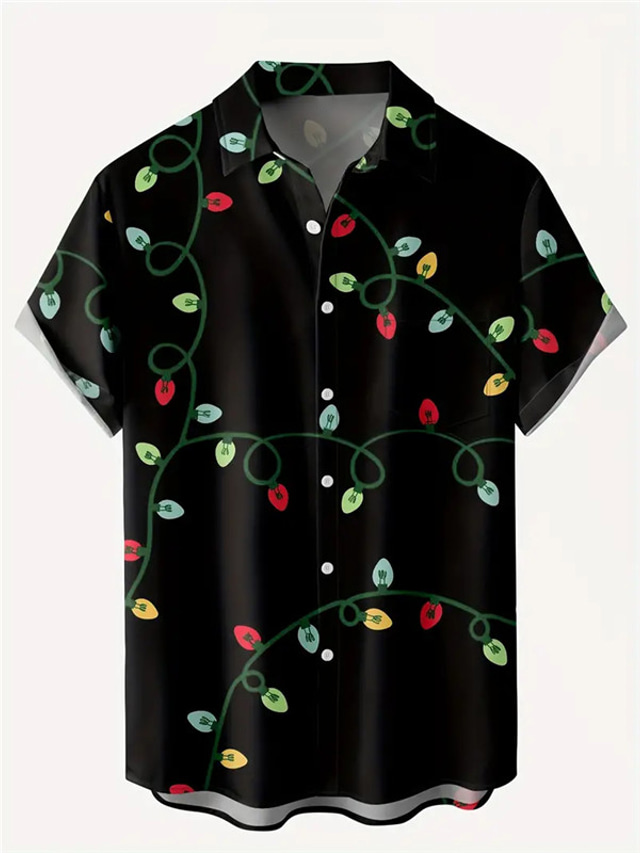  قميص رجالي كاجوال من Lanterns للارتداء اليومي للخروج في عطلة نهاية الأسبوع والخريف/الخريف وأكمام قصيرة باللون الأسود S، M، L، قميص من القماش المطاطي في 4 اتجاهات