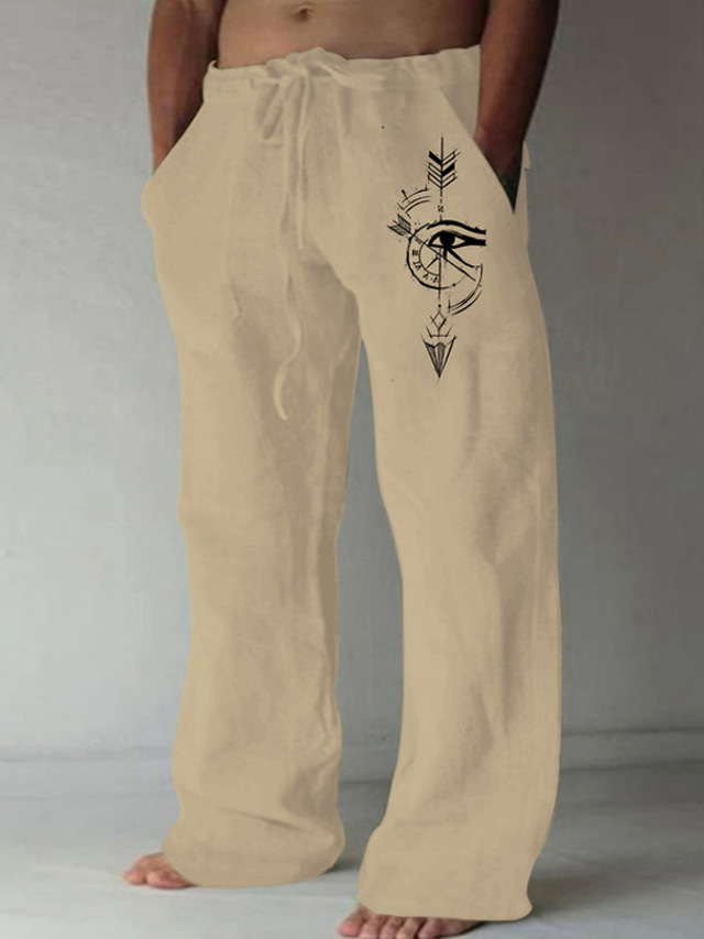  Men's Casual Feathers Compass Pants Trousers Mid Waist Outdoor Street Going out Spring &  Fall Regular Fit