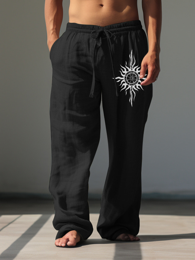  Pánské Vinobraní Slunce Plátěné kalhoty Kalhoty Středně vysoký pas Venkovní Denní nošení Streetwear Podzim zima Běžný