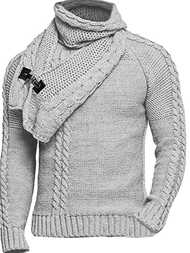  Men's Pullover Sweater Jumper Turtleneck Sweater Cropped Sweater Knit Sweater Ribbed Cable Knit Regular Button Knitted Plain Turtleneck Keep Warm Modern Contemporary Daily Wear Going out Clothing