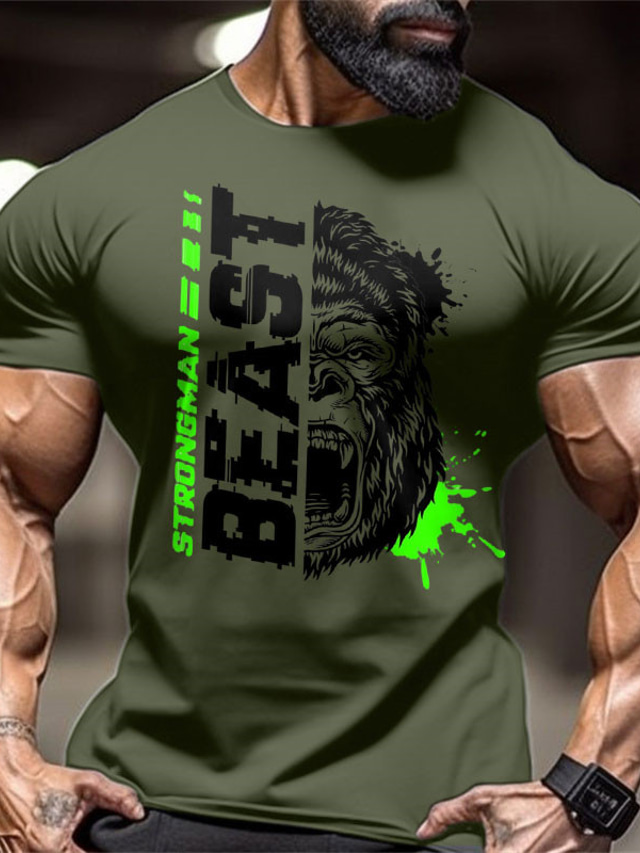  Herren Orang-Utan Buchstabe T Shirt T-Shirt Baumwolle Kurzarm Grafik Hemd Schwarz Weiß Rote Bequemes T-Shirt Sports Outdoor Festtage Modedesigner-Kleidung