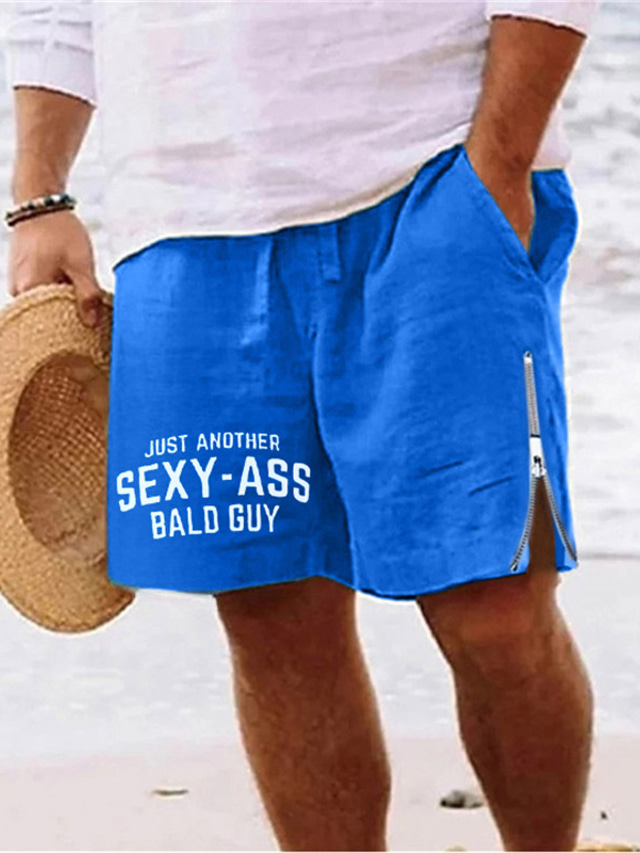  Herren Shorts Kurze Hosen Sommer-Shorts Strandshorts Kurze Hosen Zip Kordelzug Elastische Taille Buchstabe Komfort Atmungsaktiv Kurz Täglich Festtage Ausgehen Baumwollmischung Hawaiianisch