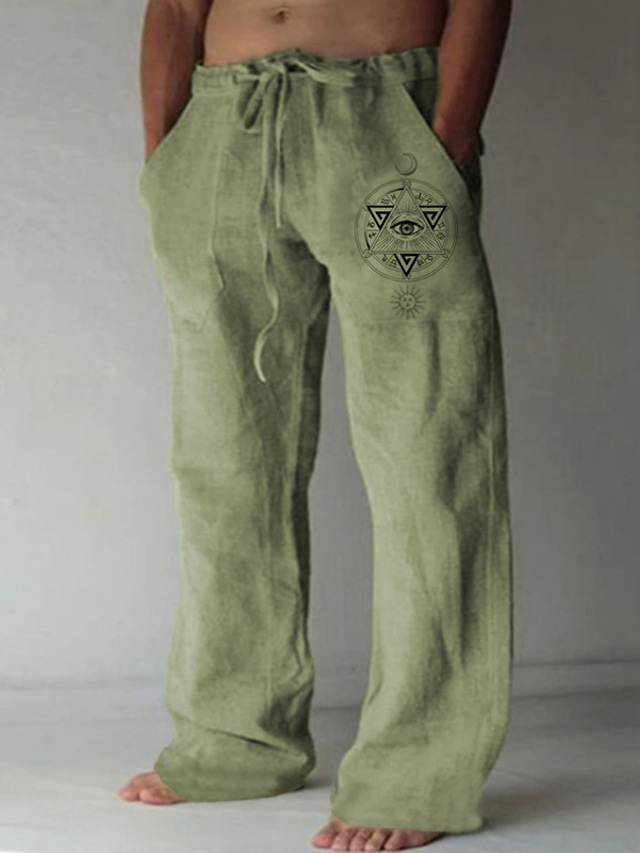  Men's Casual Viking Pants Trousers Mid Waist Outdoor Street Going out Spring &  Fall Regular Fit