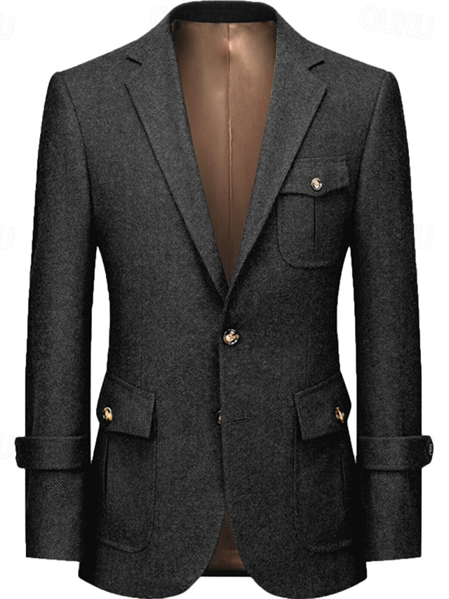 Mens Slim Fit Jacket Single Breasted Two Buttons Blazer DK Taupe main image 1