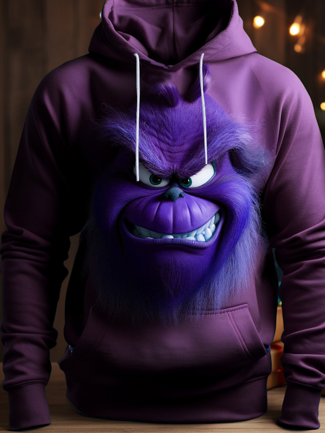  Voor heren Grafisch Elf Hoodies Trui met capuchon Lange mouw Sweatshirt met capuchon Capuchon Modieus 3D-afdrukken Kerstmis Buitensporten Feestdagen Blozend Roze blauw Afdrukken Voorvak Lente & Herfst