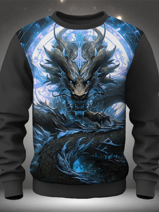  Grafik drachen männer komfort farbe sweatshirts mode 3d druck golf pullover sweatshirt urlaub