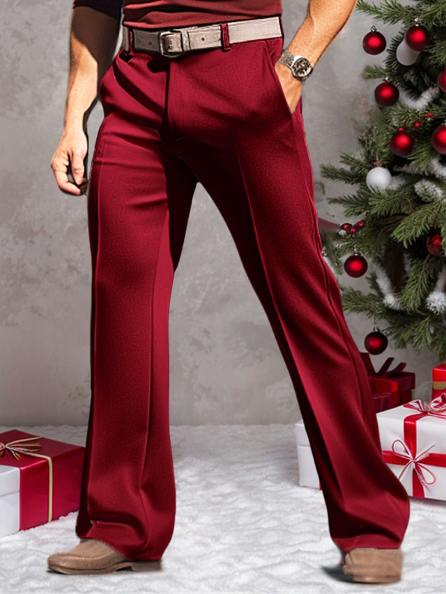  Męskie Garnitury Spodnie Spodnie garniturowe Aksamitne spodnie Kieszeń Prosta noga Równina Komfort Oddychający Na zewnątrz Codzienny Wyjściowe Moda Codzienny Biały Czerwony