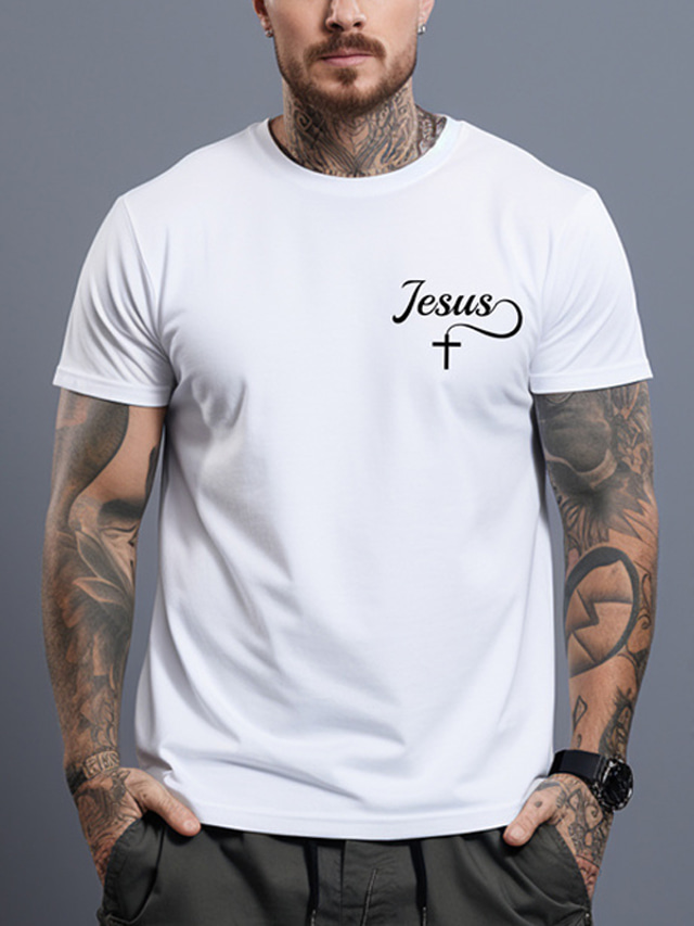  Jesus T-Shirt, schwarz, weiß, burgunderfarben, Herren, 100 % Baumwolle, Grafik-T-Shirt, klassisches Sporthemd, kurze Ärmel, bequemes T-Shirt, Sport, Outdoor, Urlaub, Sommer, Mode, Designerkleidung,